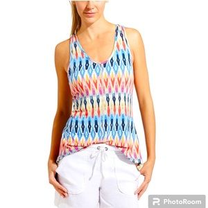 Athleta Printed Cloud Saffron Red Tank